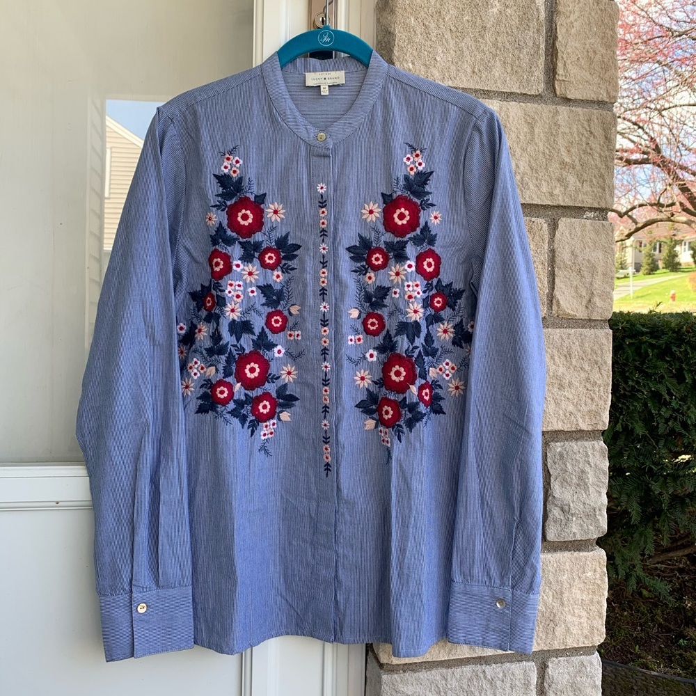 Lucky Brand Embroidered Button Down